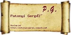 Patonyi Gergő névjegykártya
